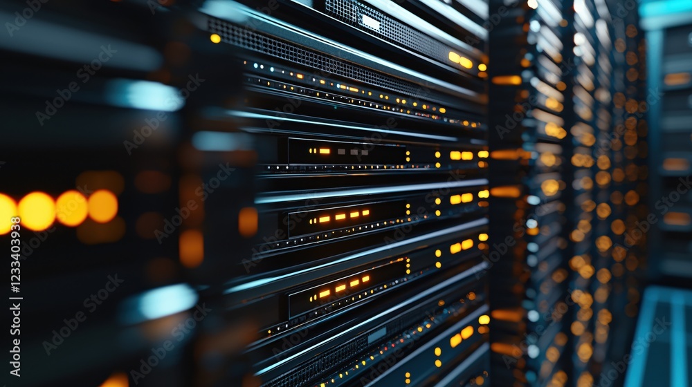 Aufkleber Illuminated Server Racks in Modern Data Center Technology