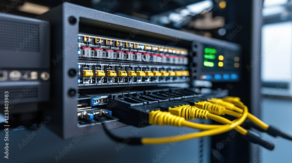 Poster Network Server Technology Data Center Close Up Modern Infrastructure