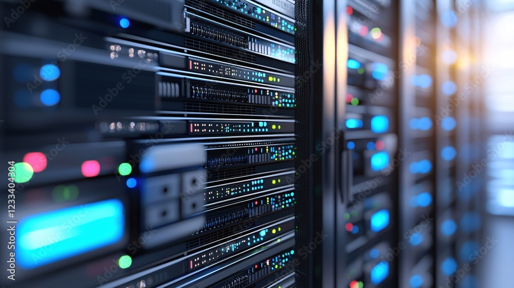 Aufkleber Modern Data Center Server Room Technology Powerful Network Infrastructure