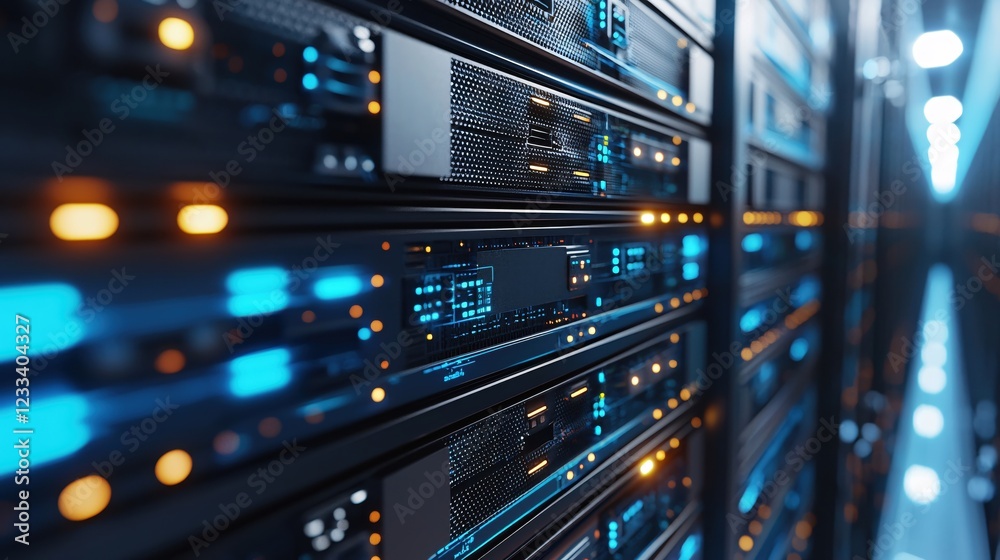 Aufkleber Futuristic Server Room Technology Data Center Network Infrastructure