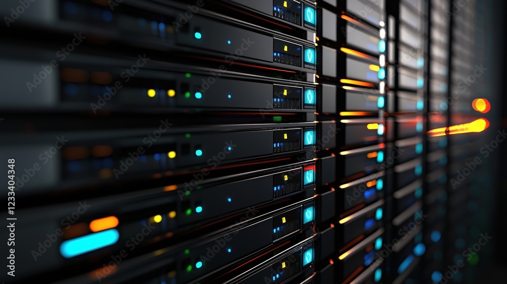 Poster powerful server room technology data center network infrastructure