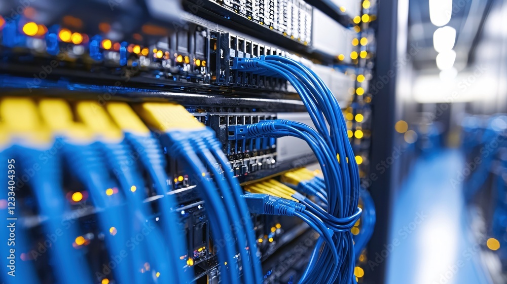 Poster network server room data center cables technology infrastructure