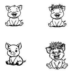 cheerful pig logo design in simple style, ideal for modern farming businesses