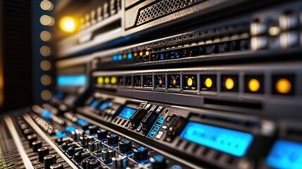 Obraz premium Professional Audio Mixing Console Studio Equipment Technology