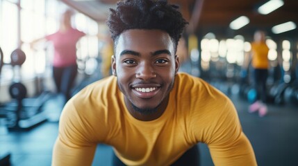 people doing pushup training in gym.
