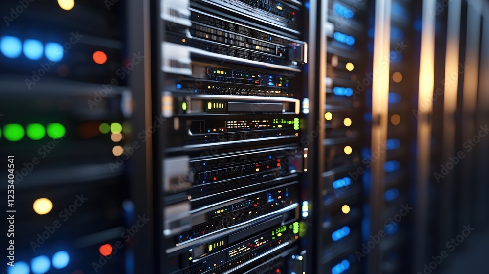 Poster modern server room technology data center network infrastructure