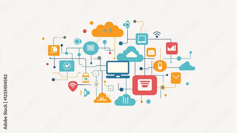 Poster Global Network Technology Computer Cloud Data Connection System