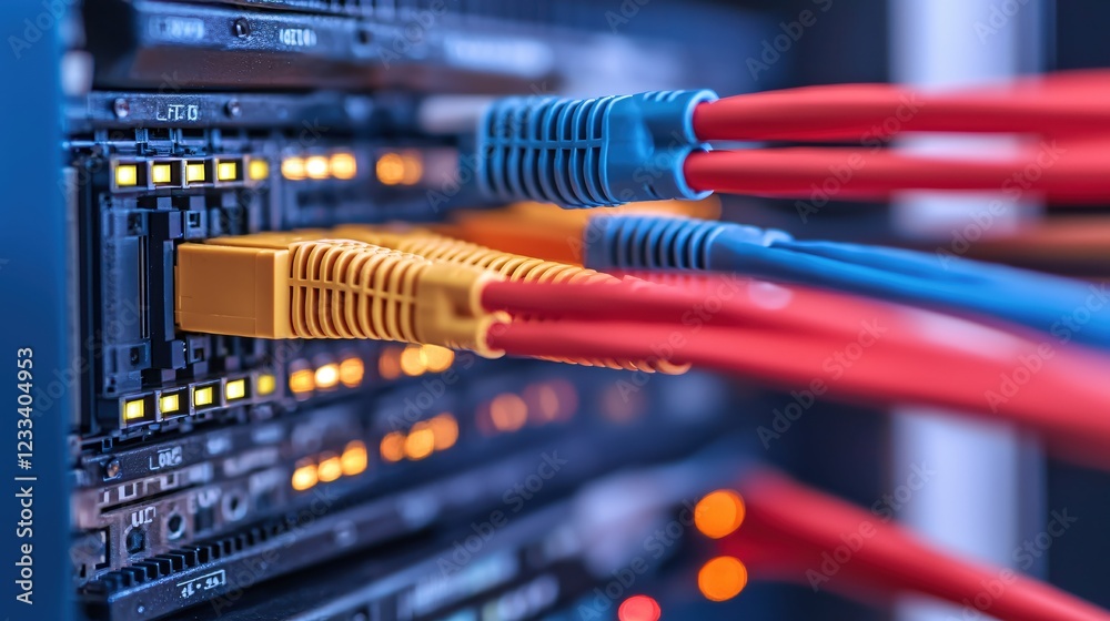 Aufkleber network server cables data center technology infrastructure