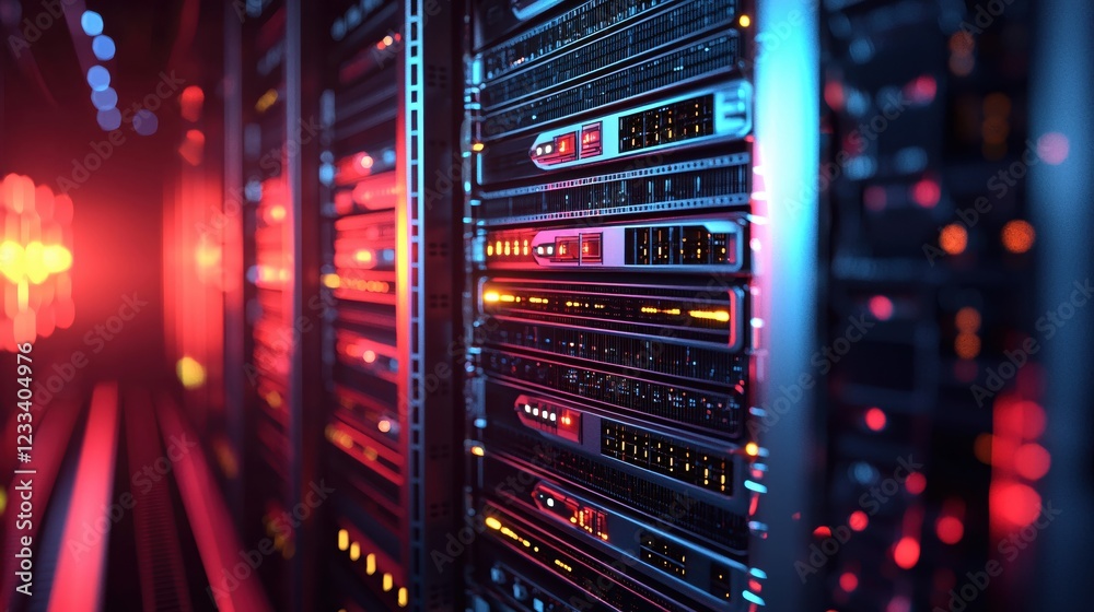Poster Server Room Technology Network Data Center Digital Infrastructure Glow