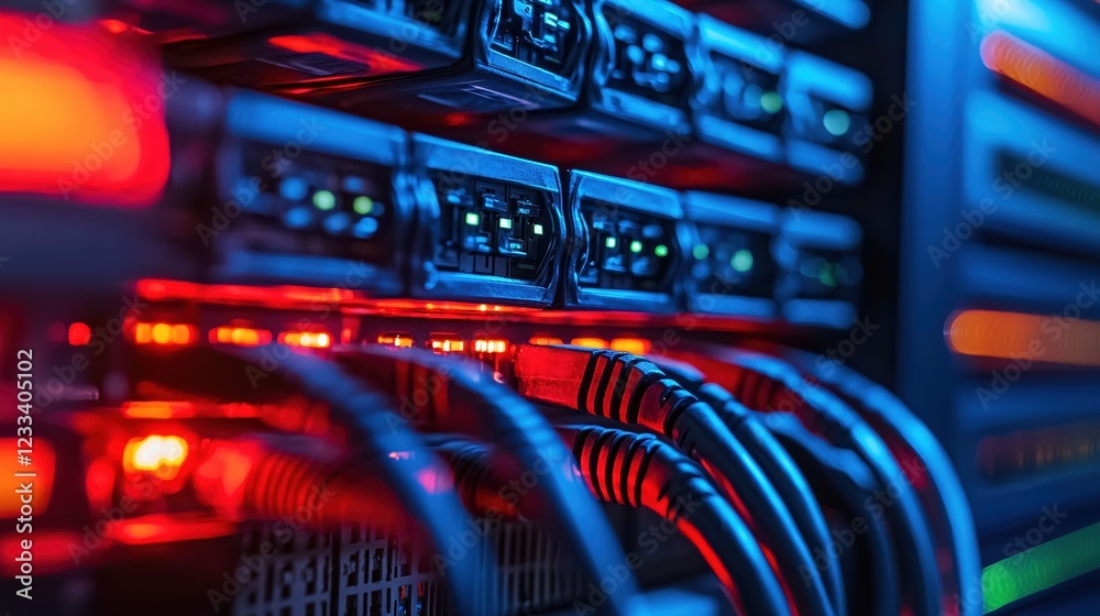 Aufkleber powerful network server room technology data center infrastructure