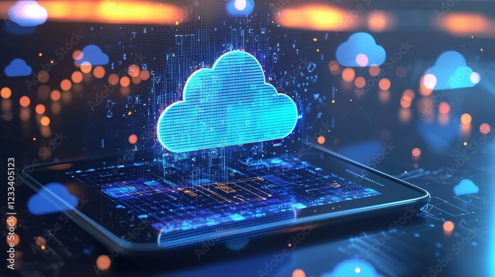 Poster Mobile Cloud Computing Digital Technology Network Data Smartphone