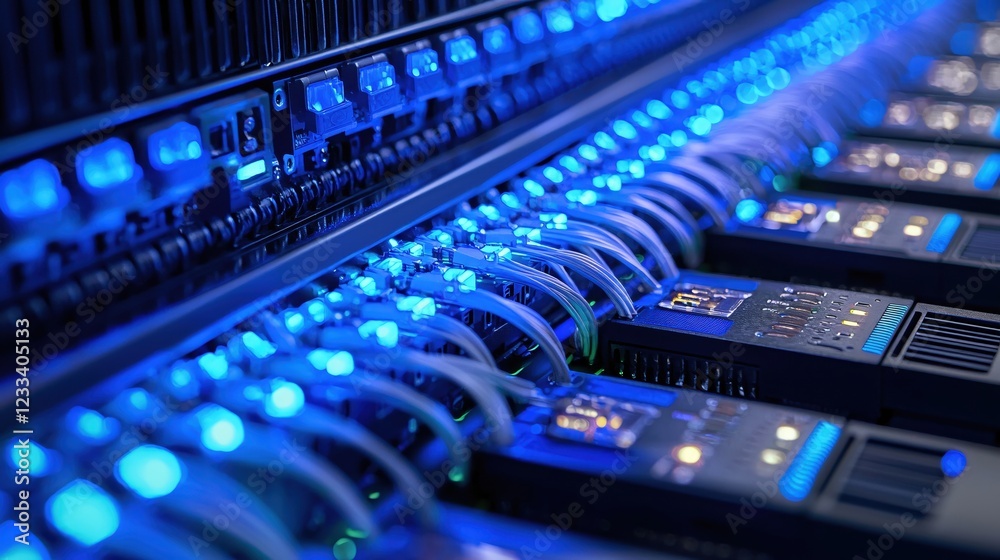 Aufkleber Illuminated Server Racks Network Data Center Technology