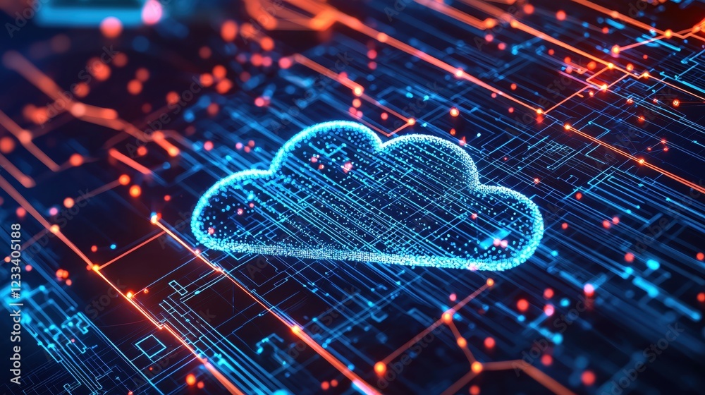 Poster Digital Cloud Computing Network Technology Abstract Data Flow