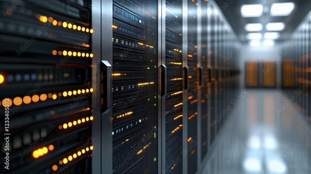 Poster Modern Data Center Server Room Technology Infrastructure Network