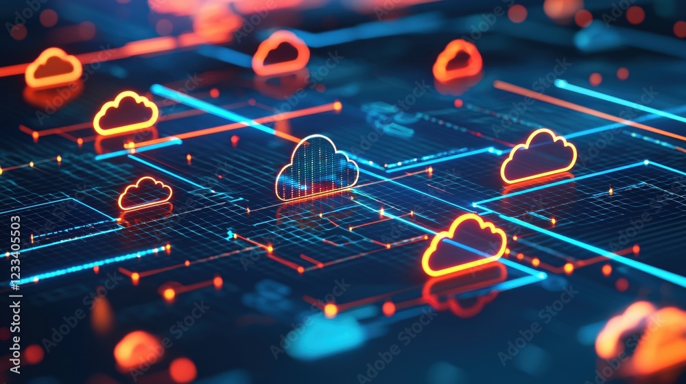 Poster Global Network Cloud Computing Data Storage Technology Concept