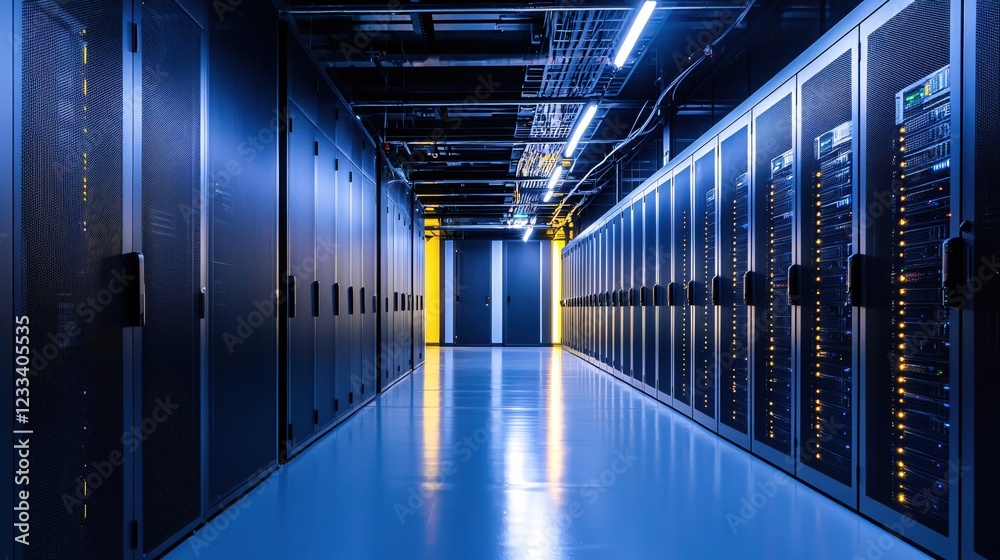 Aufkleber modern data center server room technology network infrastructure