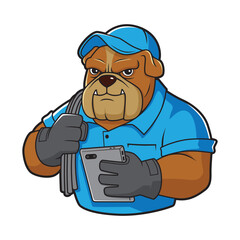mechanical bulldog mascot cartoon illustration