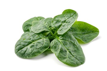 Fototapeta premium Green spinach leaves isolated on white background