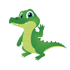 cute green crocodile illustration. cartoon crocodile for mascot