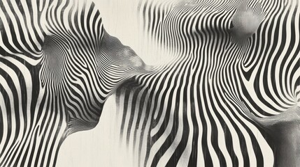 Abstract Black and White Wave Pattern with Fluid Curves and Lines