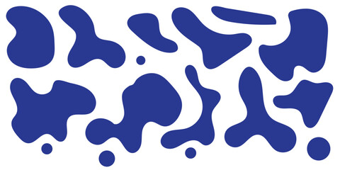 Blob shape organic, vector illustration set. Collection from abstract forms for design and paint. Liquid silhouette drop in modern style. Basic stains isolated elements on white background
