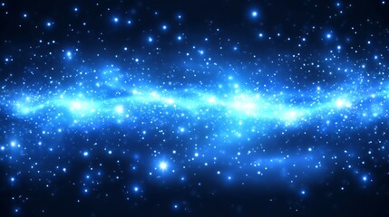 Celestial Blue Galaxy Starscape Shimmering Lights