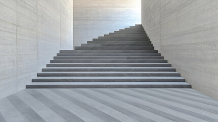 Fototapeta premium Modern concrete staircase, light interior, minimalist design, architectural detail, background for design