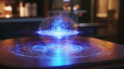 Obraz premium Luminous Energy Orb: Futuristic Holographic Display