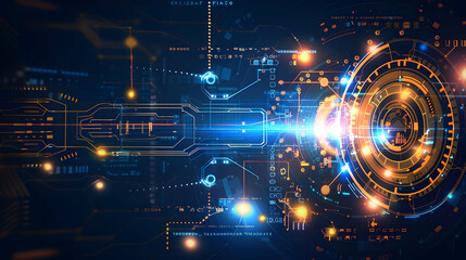 Obraz premium Abstract digital design with glowing circuits and energy effects, representing technology.