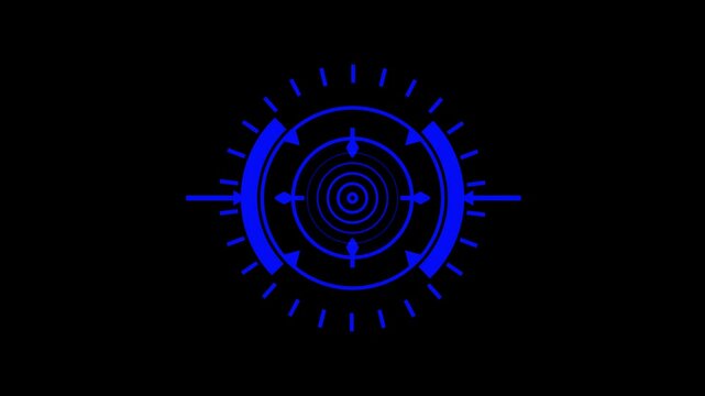 black HUD Circle User interface on black background. Target searching scope and scanning element theme. Digital UI and Sci-fi circular. 4K motion graphic footage video