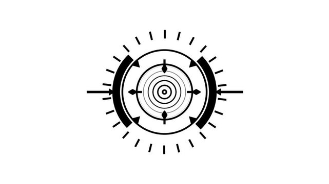 black HUD Circle User interface on black background. Target searching scope and scanning element theme. Digital UI and Sci-fi circular. 4K motion graphic footage video