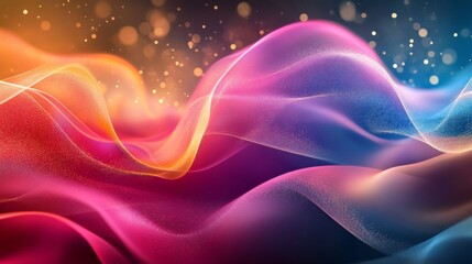 Abstract Colorful Waves with Glittering Particles