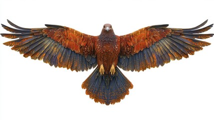 Fototapeta premium Majestic Bird of Prey with Colorful Feathers and Outstretched Wings