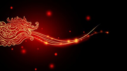 Golden Dragon Breath Red Festive Asian Art Design