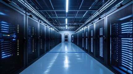 Obraz premium Modern Data Center Server Room Technology Infrastructure Network