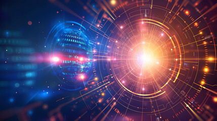 Obraz premium Abstract digital illustration depicting a futuristic light explosion with geometric elements.
