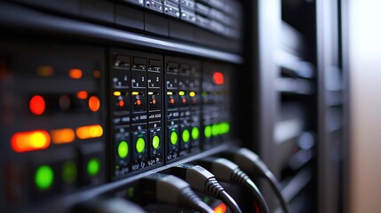 Naklejka premium Network Server Rack Lights Data Center Technology Infrastructure