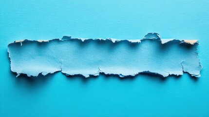 Torn Blue Paper Strip on Aqua Background for Creative Designs