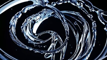 A mesmerizing video of swirling water in slow motion, capturing fluid dynamics with a close-up camera angle for a dramatic effect.