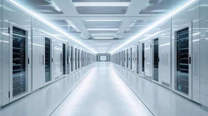 Modern Data Center Server Room Corridor Clean Technology