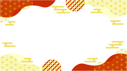 和風背景 幾何学模様 07 チラシ・Web・動画背景素材16:9サイズ 黄色 赤