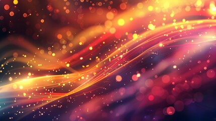 Fototapeta premium A vibrant abstract background with glowing waves and bokeh effects.