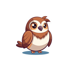 A cute and funny vector cartoon of a sparrow with big, shiny eyes and a round, chubby bod