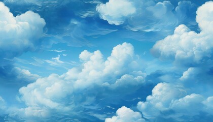 Ethereereal Cloud Formations Dance Across a Dramatic Light Blue Sky Canvas, Evoking Tranquility and...