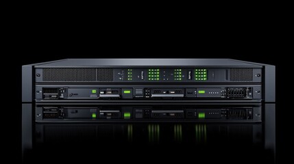 Obraz premium Modern Server Technology Sleek Black Data Center Equipment Powerful Network Infrastructure