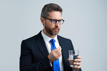 Medicine pill from headache migraine. Business problems. Bankruptcy, financial problem and crisis concept.