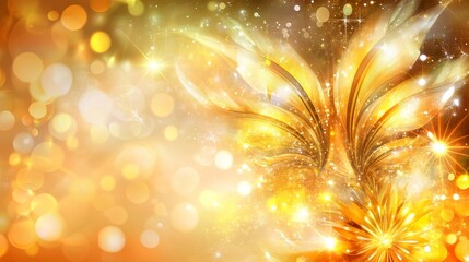 Fototapeta premium Golden Floral Fantasy Sparkling Festive Design