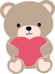 Valentine with Cute Teddy Bear Holding a Big Pink Heart