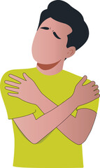 Man experiencing shoulder pain vector illustration