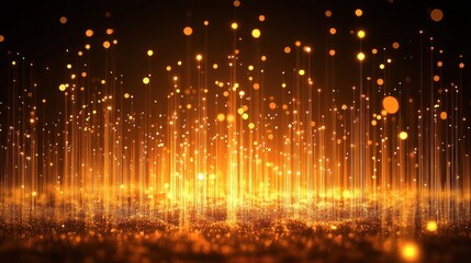 Obraz premium Golden light streaks, particle background, digital art, celebratory backdrop